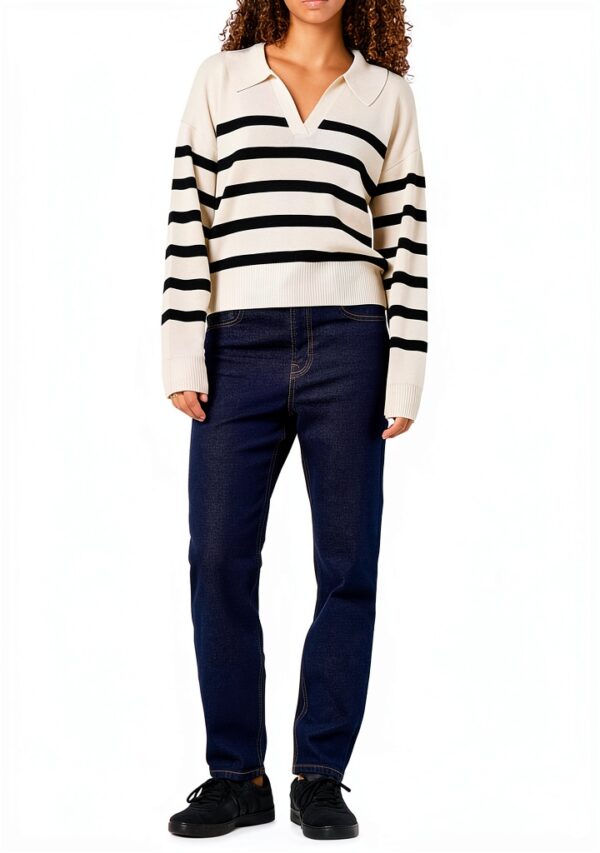 Pull Bestseller rayé viscose femme confortable élégant-3