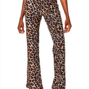 Pantalon évasé Bestseller femme noir léopard confortable-0