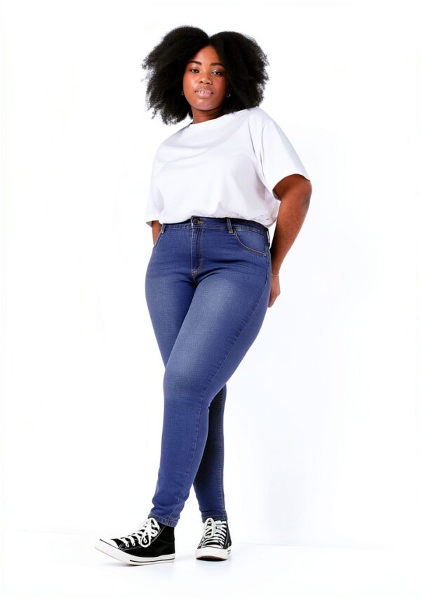 Bestseller Jean femme coton extensible taille haute ceinture-6