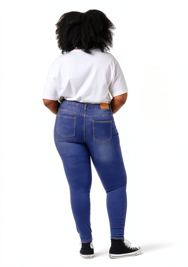 Bestseller Jean femme coton extensible taille haute ceinture-4