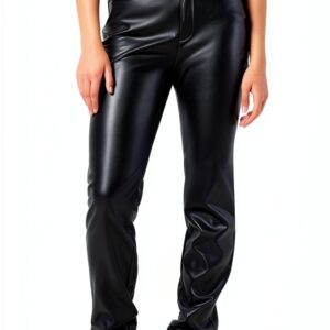 Pantalon cuir synthétique Bestseller femme extensible noir-0