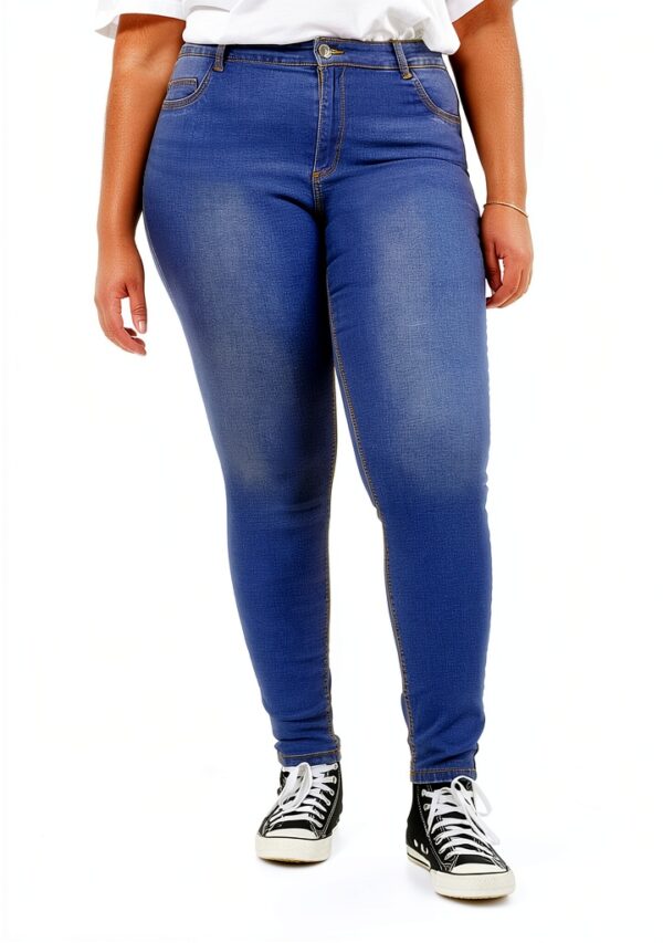 Bestseller Jean femme coton extensible taille haute ceinture-2