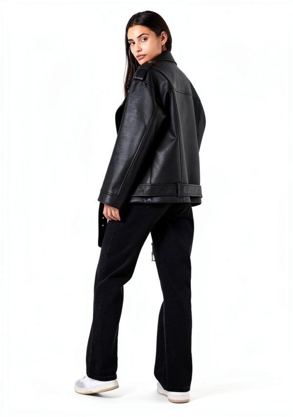 Veste en cuir synthétique femme Noir Bestseller A/S-2