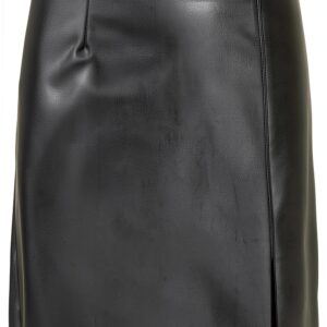 Jupe synthétique cuir noir Bestseller taille haute fente latérale-0