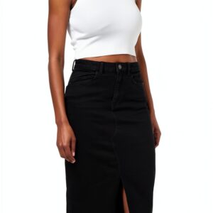 Jupe en jean midi femme Bestseller A/S couleur noir taille XL avec-0