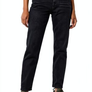 Jean Noir Noisy May femme coupe droite coton taille normale-0