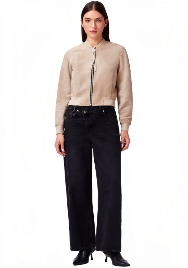 AllSaints Orten Suede Bomber Leather Jacket Femme-1