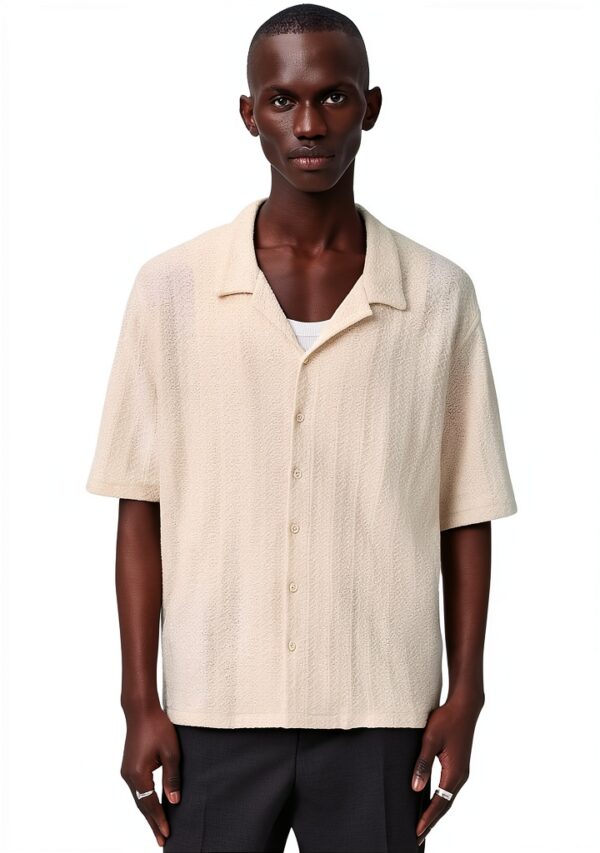 Allsaints Hommes Trace SS Shirt Cottage White Taille M Oversized-5