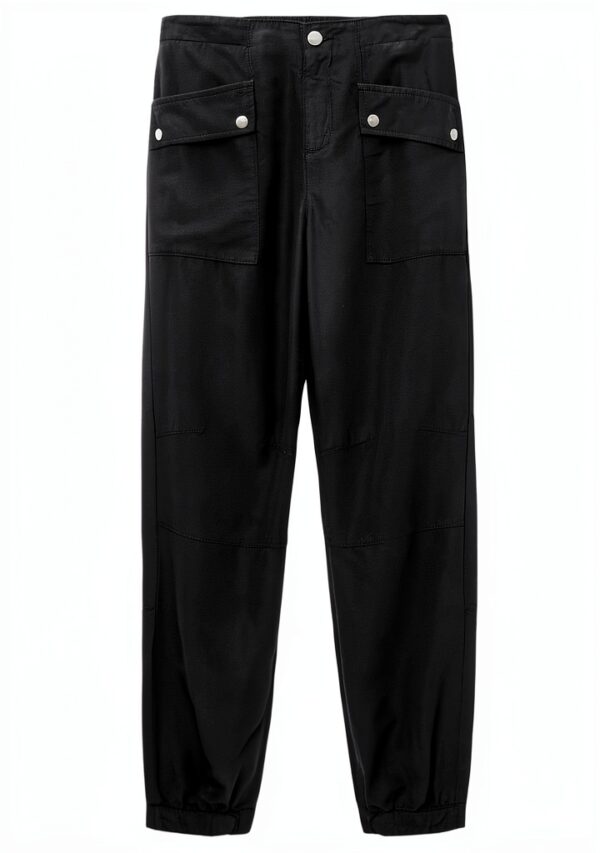 Allsaints Femmes VAL Tencel Trouser Ankle Pants Noir Taille UK 8-7