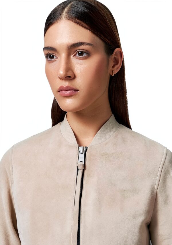 AllSaints Orten Suede Bomber Leather Jacket Femme-3