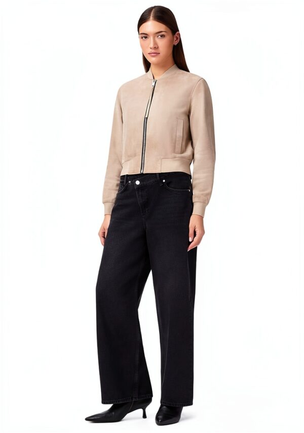 AllSaints Orten Suede Bomber Leather Jacket Femme-5