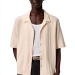 Allsaints Hommes Trace SS Shirt Cottage White Taille M Oversized-0