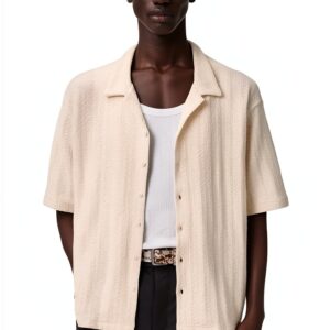 Allsaints Hommes Trace SS Shirt Cottage White Taille M Oversized-0