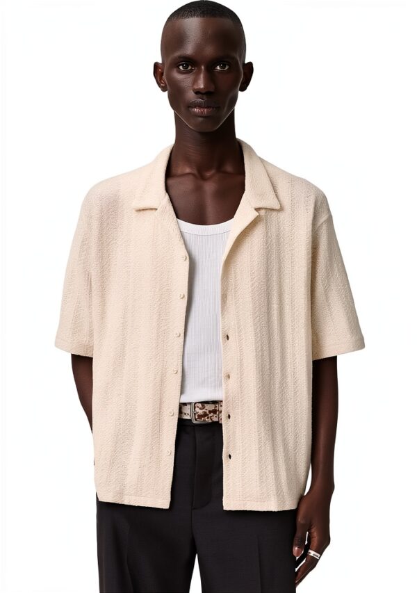 Allsaints Hommes Trace SS Shirt Cottage White Taille M Oversized-0