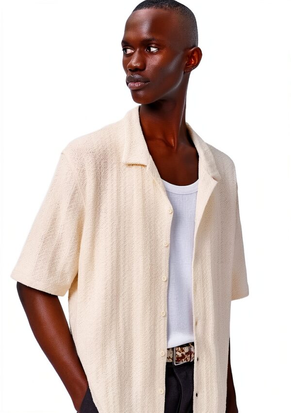 Allsaints Hommes Trace SS Shirt Cottage White Taille M Oversized-3