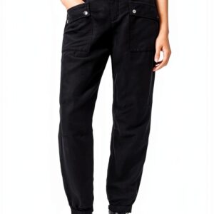 Allsaints Femmes VAL Tencel Trouser Ankle Pants Noir Taille UK 8-0