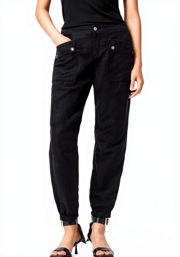 Allsaints Femmes VAL Tencel Trouser Ankle Pants Noir Taille UK 8-0