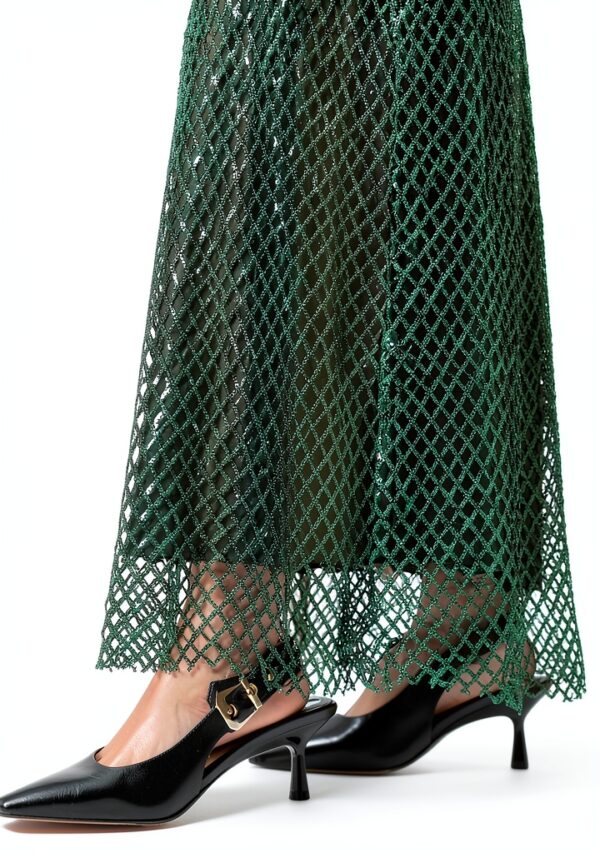 Robe Allsaints Chantelle Femme Vert Émeraude Taille 42 Casual-6