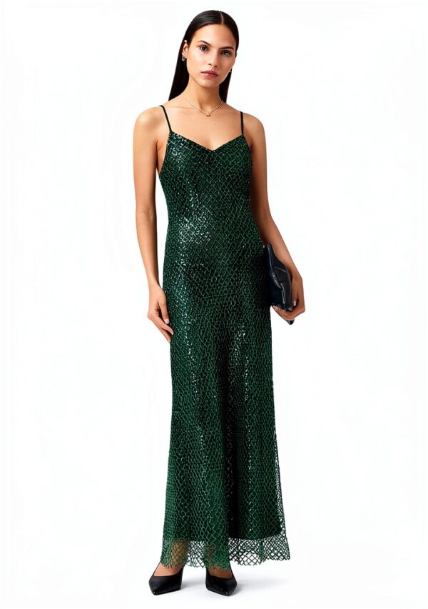 Robe Allsaints Chantelle Femme Vert Émeraude Taille 42 Casual-1