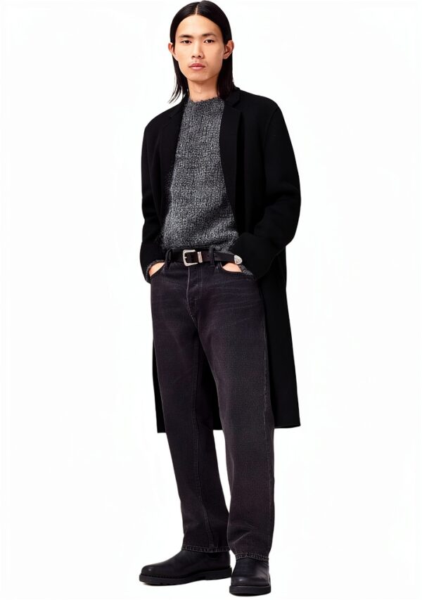 Allsaints Brax Coat Manteau Homme Noir Taille 46 Style Formelle-1