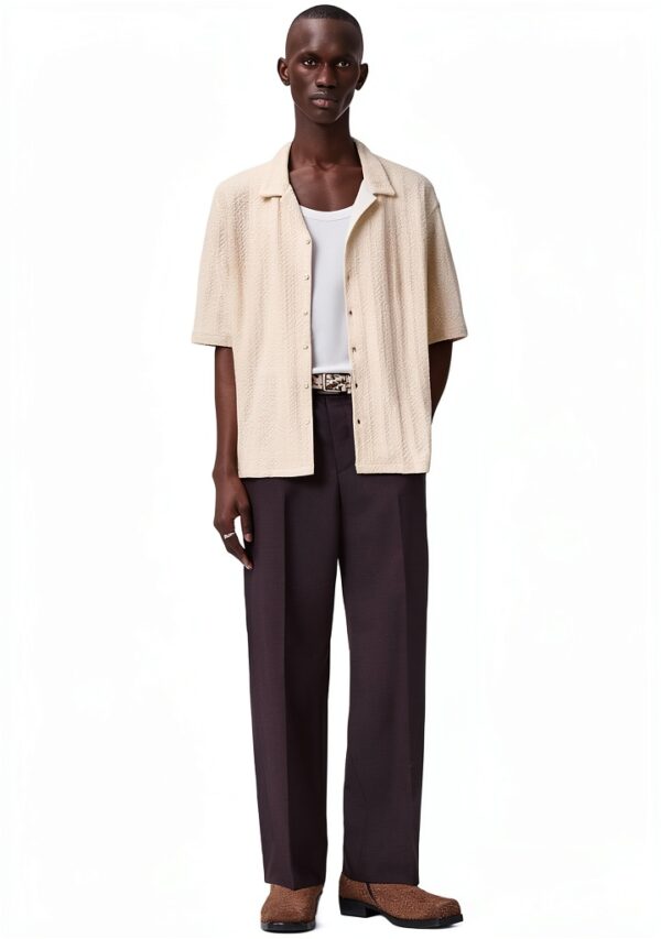 Allsaints Hommes Trace SS Shirt Cottage White Taille M Oversized-1