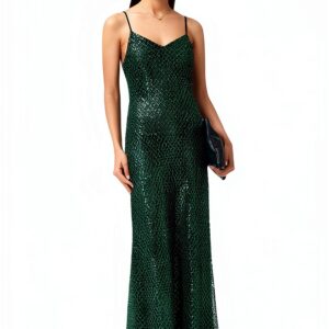 Robe Allsaints Chantelle Femme Vert Émeraude Taille 42 Casual-0