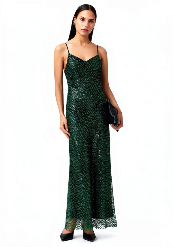 Robe Allsaints Chantelle Femme Vert Émeraude Taille 42 Casual-0