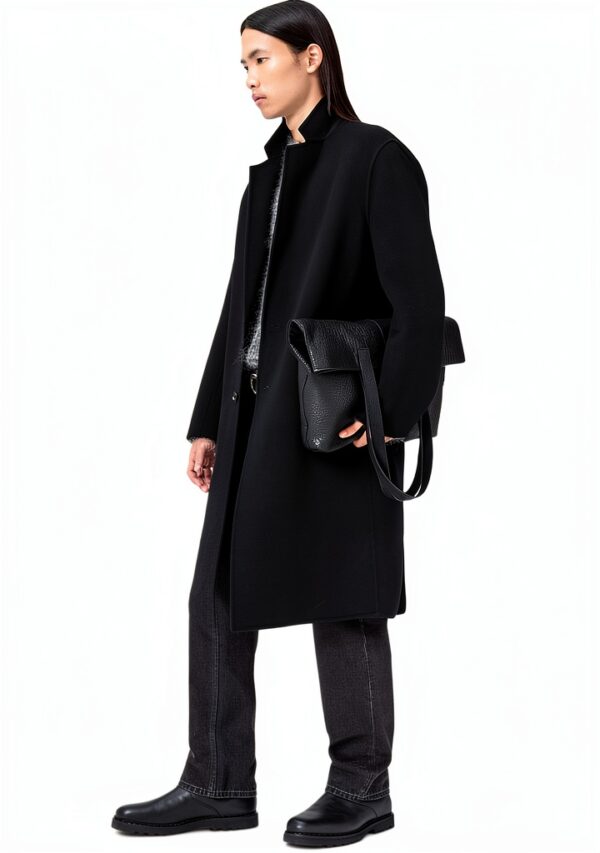 Allsaints Brax Coat Manteau Homme Noir Taille 46 Style Formelle-2