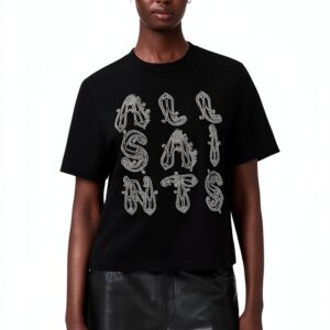 Allsaints Ella Lisa Tee Femme Noir T-shirt à manches courtes tendance-0