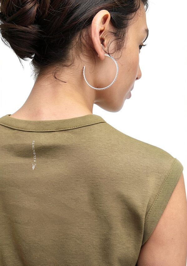 AllSaints Débardeur femme – coton bio, cordon latéral – Vert Olive-5