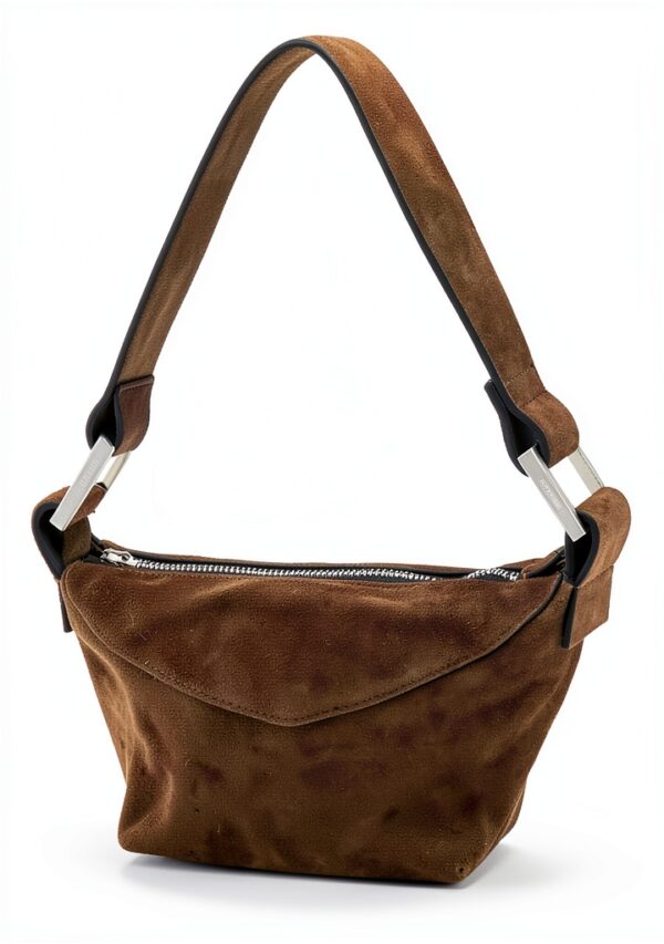 Sac à bandoulière AllSaints Luna en daim marron fango – modèle W350XD-4
