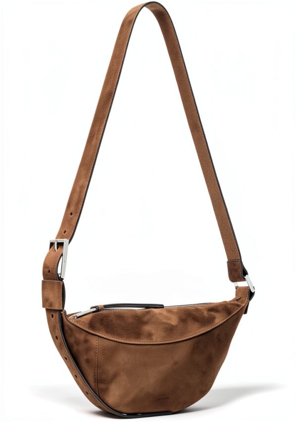Sac à bandoulière AllSaints Luna en daim marron fango – modèle W350XD-3