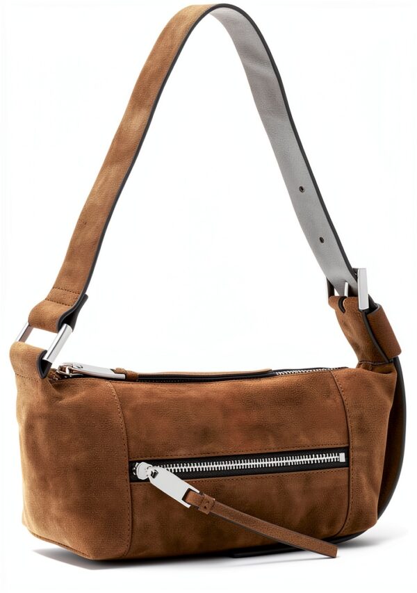 AllSaints Vega Mini sac en daim Marron Fango-1