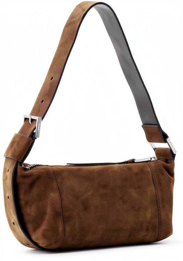 AllSaints Vega Mini sac en daim Marron Fango-7