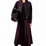 AllSaints Orten Bomber Jacket Veste en Cuir Femme Rouge sang de bœuf-0