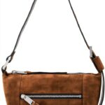 AllSaints Vega Mini sac en daim Marron Fango-0