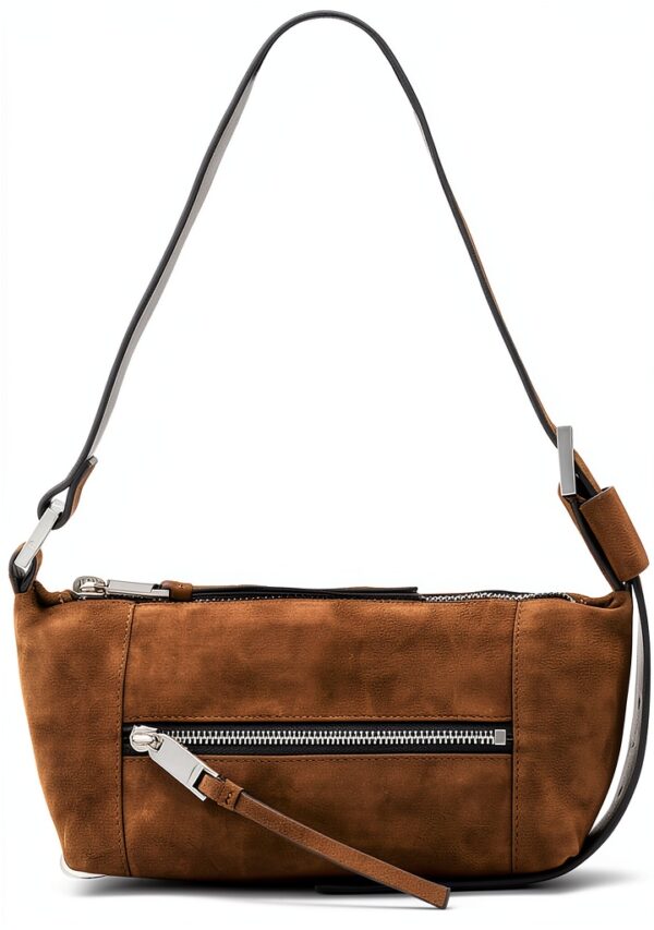 AllSaints Vega Mini sac en daim Marron Fango-0